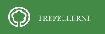 Trefellerne, hvit logo på grøn bakgrunn
